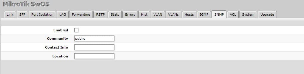 Активация SNMP в MikroTik CSS326-24G-2S+RM