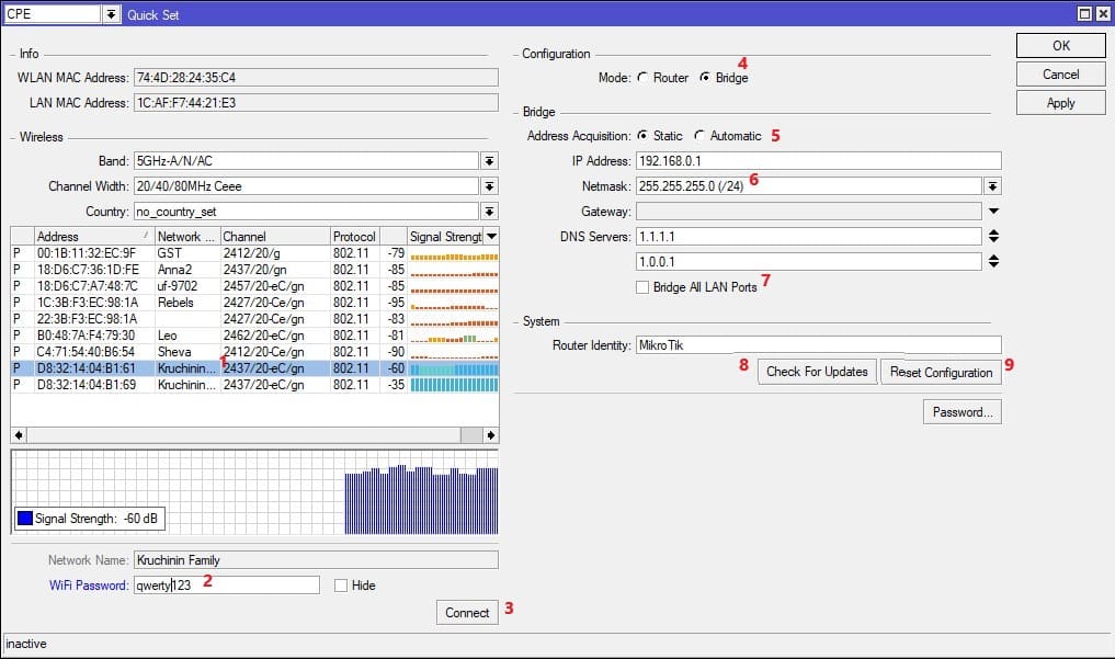 Быстрая настройка MikroTik CPE