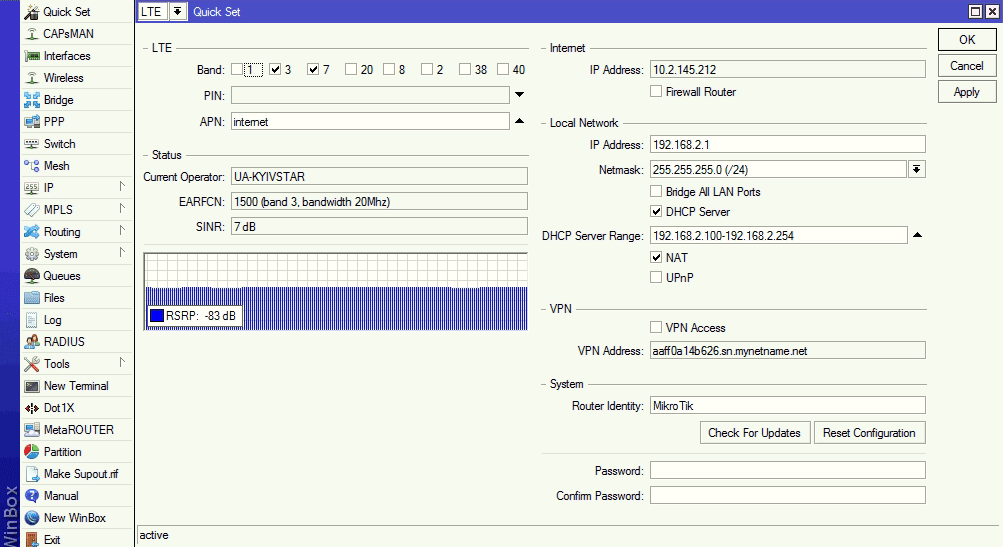 Быстрая настройка подключения LTE Киевстар на MikroTik LHG LTE kit