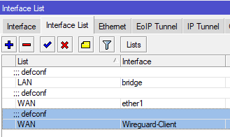 Добавить WireGuard интерфейс в список WAN
