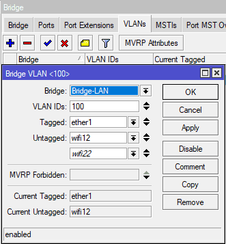 Гостевая сеть пакета wifi-qcom-ac, настроить tagged и untagged порты