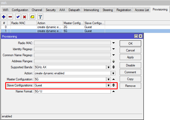 Гостевой Wi-Fi CAPsMAN в сети MikroTik AX, обновить provisioning 5G