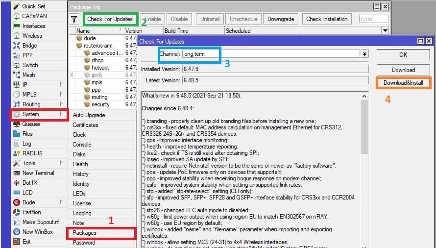 Как обновить прошивку MikroTik Routes OS 6.48.5