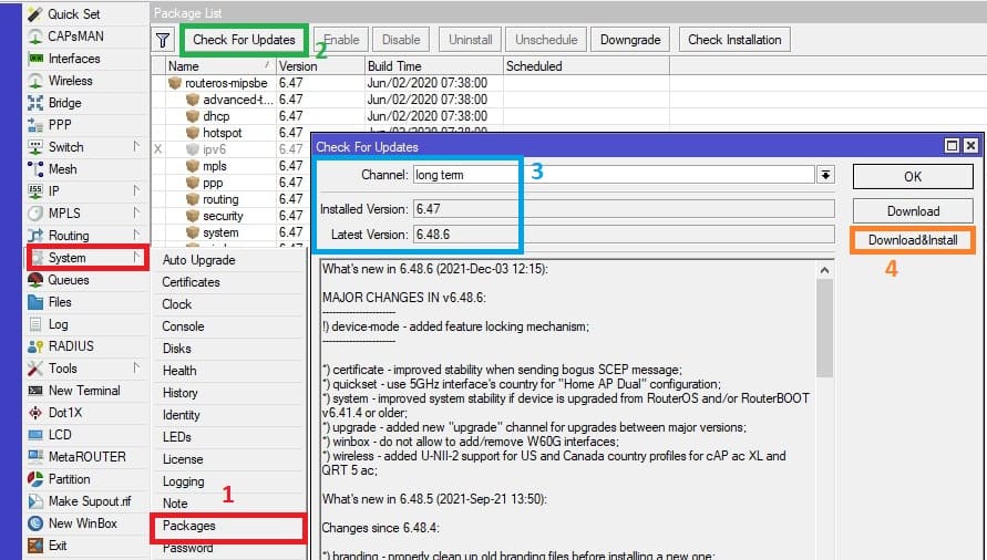 Как обновить прошивку MikroTik Routes OS 6.48.6