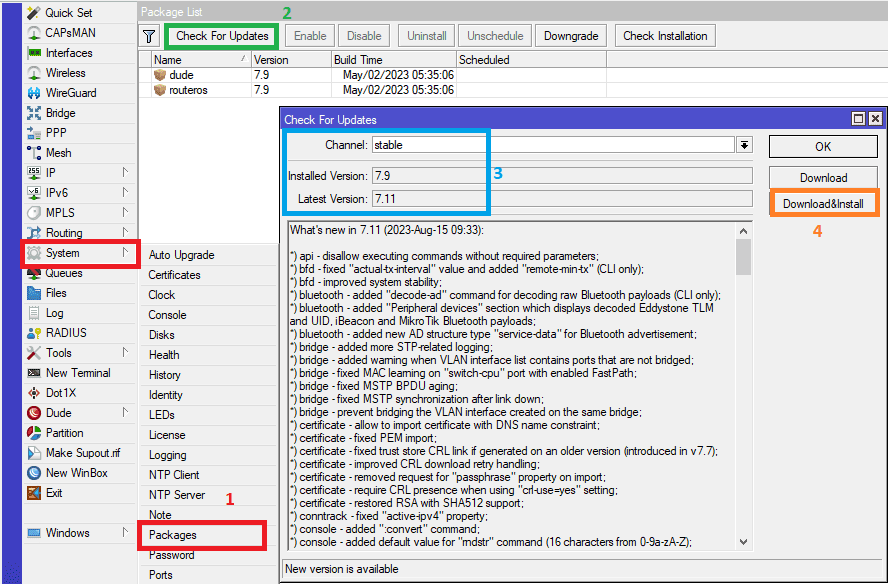 Как обновить прошивку MikroTik Routes OS 7.11