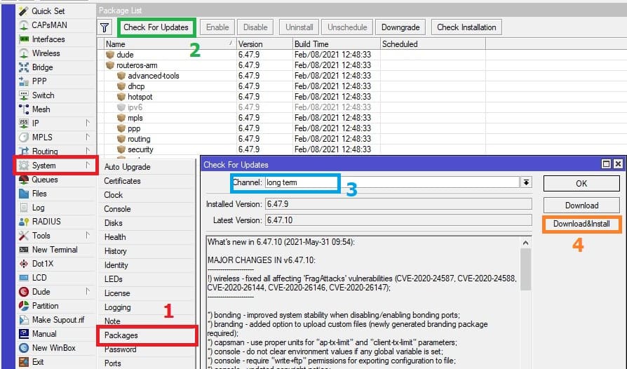 Как обновить прошивку MikroTik RoutesOS 6.47.10