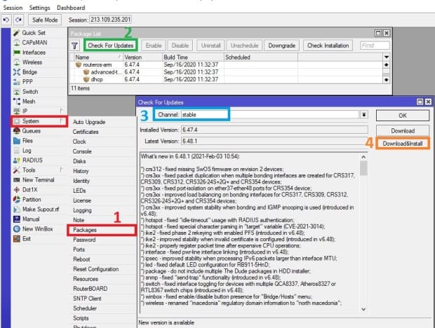 Как обновить прошивку MikroTik RoutesOS 6.48.1