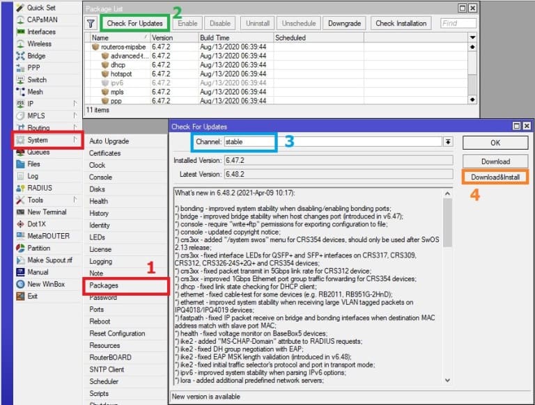 Как обновить прошивку MikroTik RoutesOS 6.48.2