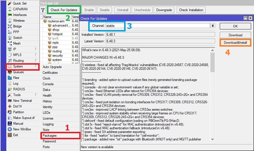 Как обновить прошивку MikroTik RoutesOS 6.48.3