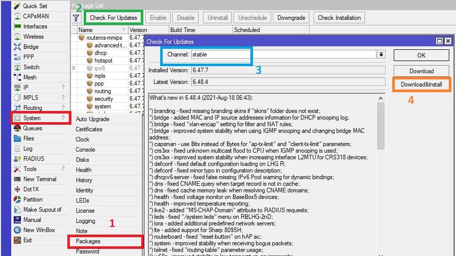 Как обновить прошивку MikroTik RoutesOS 6.48.4