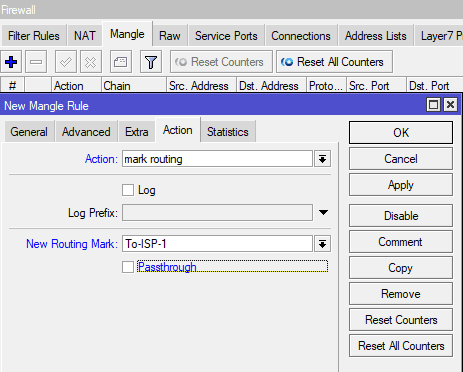 Настройка 2 провайдеров в MikroTik, маркировка исходящего маршрута ISP-1