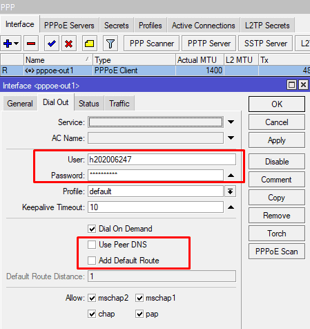 Настройка 2 провайдеров в MikroTik, PPPoE клиент