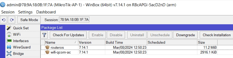 Настройка CAPsMAN для MikroTik AX, обновление прошивки