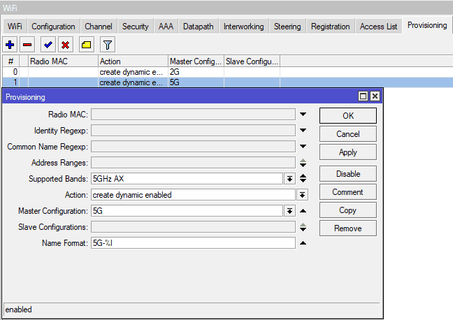 Настройка CAPsMAN для MikroTik AX, provisioning для 5G