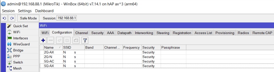 Настройка CAPsMAN между MikroTik AX и AC, настройка конфигурации