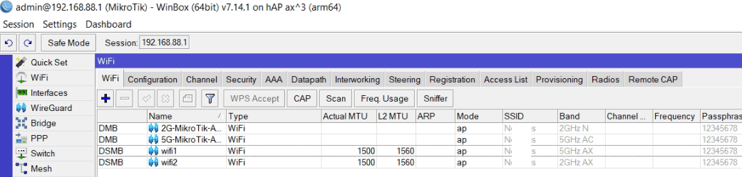 Настройка CAPsMAN между MikroTik AX и AC, проверка со стороны роутера