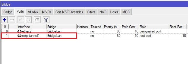 Настройка EoIP MikroTik, добавление VPN туннеля в локальный Bridge