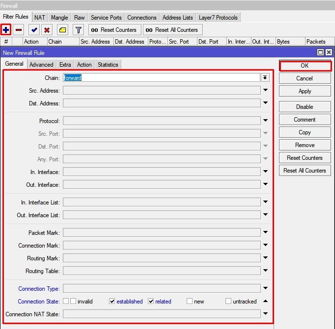 Настройка FireWall на MikroTik, правило established-related