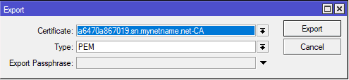 Настройка IKEv2 MikroTik, экспорт сертификата для CA