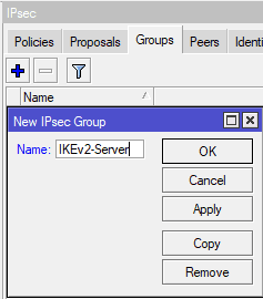 Настройка IKEv2 MikroTik, Ipsec Group