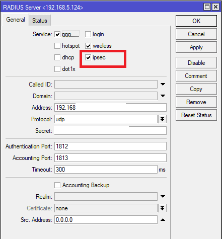 Настройка IKEv2 с Active Directory, активировать службу IPsec для Radius авторизации