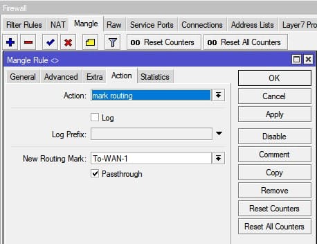 Настройка маршрутизации для двух провайдеров в MikroTik, маркировка маршрута для WAN-1