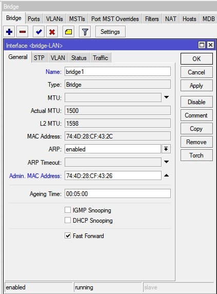 Настройка MikroTik Cap AC, настройка локальной сети