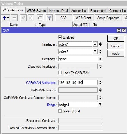 Настройка MikroTik Cap AC, подключение к CAPsMAN