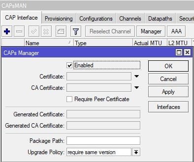 Настройка MikroTik CapsMan, включить контроллер