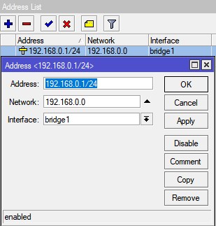 Настройка MikroTik hAP ac2, назначение локального IP адреса LAN