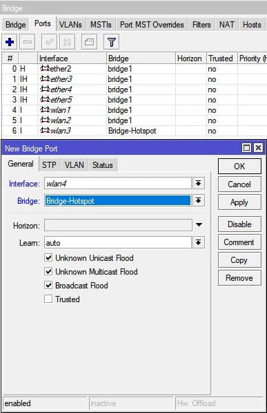 Настройка MikroTik Hotspot, добавление виртуального интерфейса wlan 5ГГц в Bridge-Hotspot