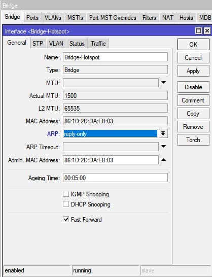 Настройка MikroTik Hotspot, создание Bridge c WiFi интерфейсом