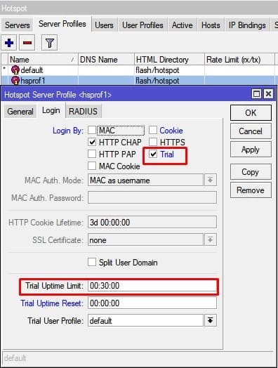 Настройка MikroTik Hotspot, указать время нахождения пользователя в сети