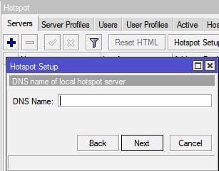 Настройка MikroTik Hotspot, установить Server Name для Hotspot