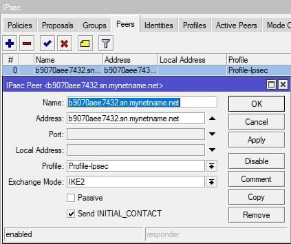 Настройка MikroTik IKEv2, добавление Peer, роутер-2