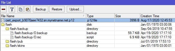 Настройка MikroTik IKEv2, место хранение SSL сертификата в MikroTik