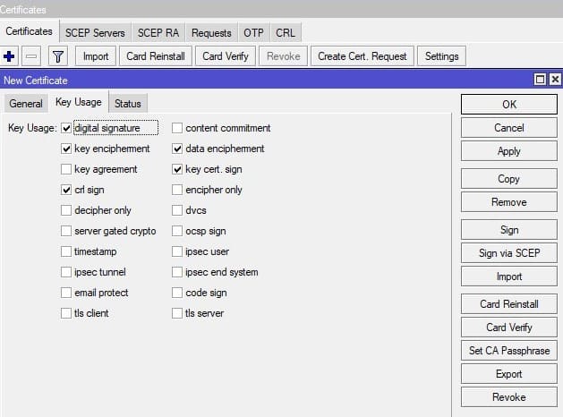 Настройка MikroTik IKEv2, указать возможность подписи данным сертификатом других сертификатов