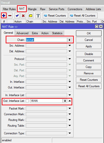 Настройка MikroTik, общее правило NAT