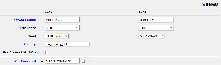 Настройка MikroTik, Quick Set WiFi