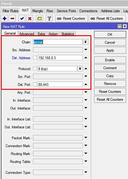 Настройка Mikrotik winbox Hairpin NAT scrnat