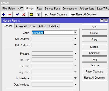 Настройка ограничение скорости в MikroTik, маркировка маршрута(prerouting) для группы WAN-1