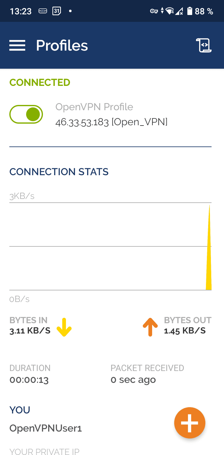 Настройка OpenVPN MikroTik, статус подлючения Android