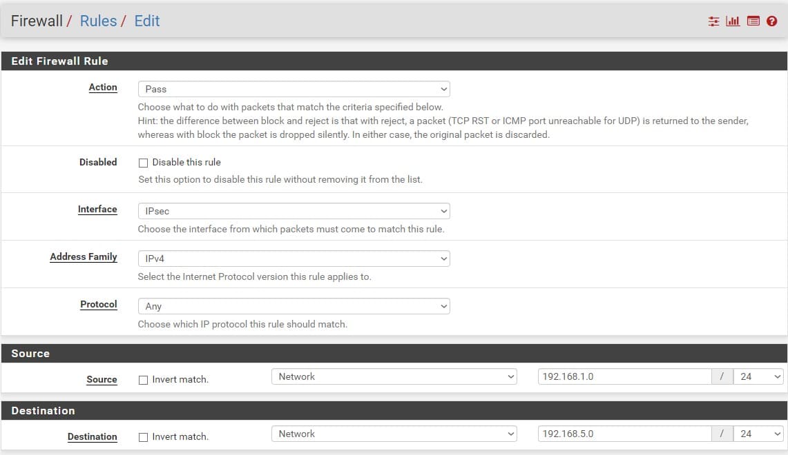 Настройка Pfsense Firewall, обмен трафиком внутри VPN