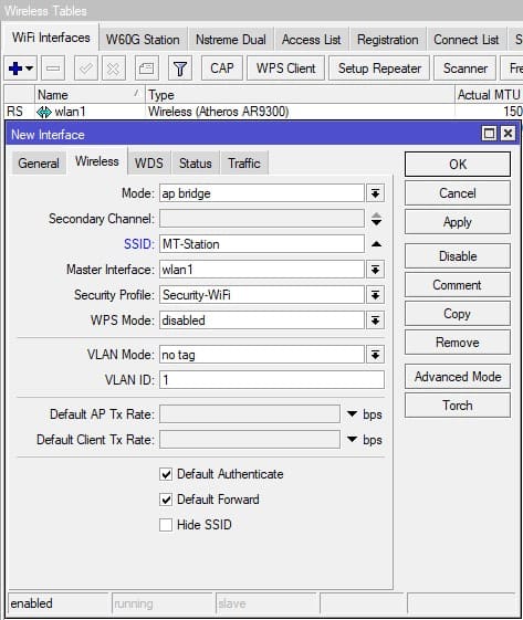 Настройка репитера MikroTik, настройка точки доступа на усилителе сигнала WiFi 2.4ГГц