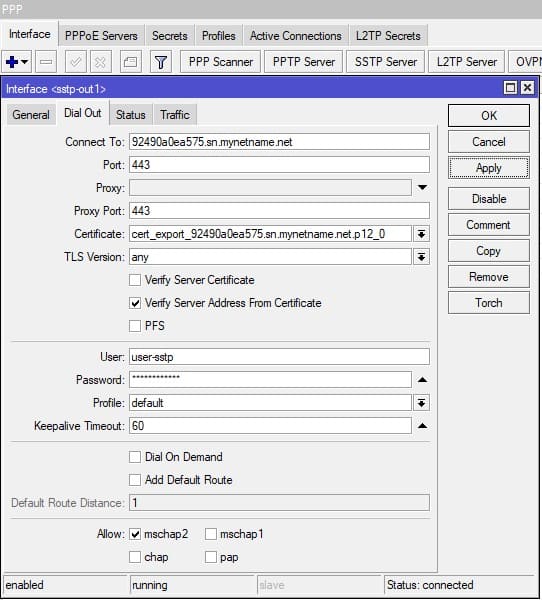 Настройка SSTP в MikroTik, настройка SSTP VPN клиента на роутере