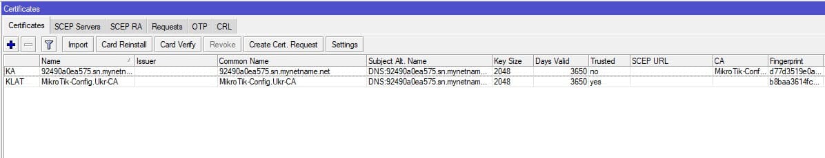 Настройка SSTP в MikroTik, сертификаты для работы SSTP VPN сервера в MikroTik