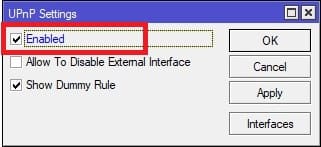 Настройка UPnP MikroTik, активация режима