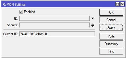 Настройка утилиты RoMON на роутере MikroTik, активация RoMON на центральном роутере MikroTik