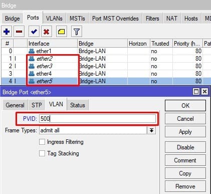 Настройка VLAN в CAPsMAN, активация фильтрации по VLAN для нетегированных(access) портов для MikroTik-2