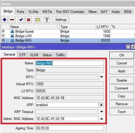 Настройка VLAN в CAPsMAN, добавление Bridge для WiFi сети на MikroTik-1